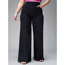 Miss Chase A+ Black Denim Solid High Rise Jeans-picture-28