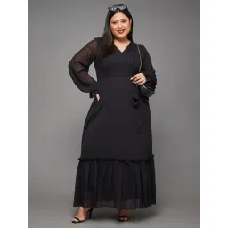 Miss Chase A+ Black Self Design Maxi Dress-picture-26