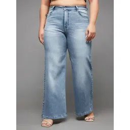 Miss Chase A+ Blue Denim Flared Fit High Rise Jeans-picture-41