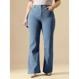 Miss Chase A+ Blue Denim Solid High Rise Jeans-picture-18