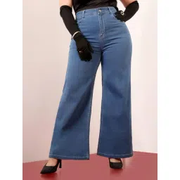 Miss Chase A+ Blue Denim Solid High Rise Jeans-picture-25