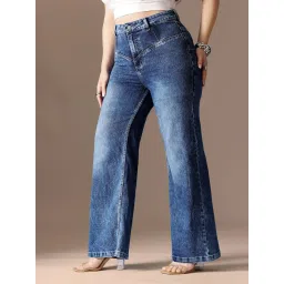 Miss Chase A+ Blue Denim Solid High Rise Jeans image 4