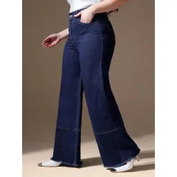 Miss Chase A+ Blue Denim Solid High Rise Jeans image 4