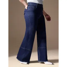 Miss Chase A+ Blue Denim Solid High Rise Jeans image 3