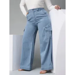 Miss Chase A+ Blue Flare Fit Cargo Jeans-picture-23