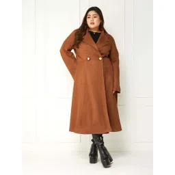 Miss Chase A+ Brown Plain Longline Jacket-picture-32