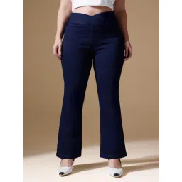 Miss Chase A+ Dark Blue Denim Solid High Rise Jeans-picture-34