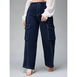 Miss Chase A+ Navy Flare Fit Cargo Jeans-picture-47