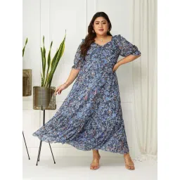 Miss Chase A+ Navy Printed A-Line Dress-picture-26