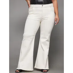 Miss Chase A+ Plus Size Women Bootcut High-Rise Stretchable Jeans With Frayed Hem-picture-35