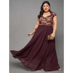 Miss Chase A+ Wine Floral Print Maxi Dress-picture-22