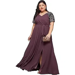 miss chase a+ Women's Relaxed Fit Maxi Georgette Dress-picture-25