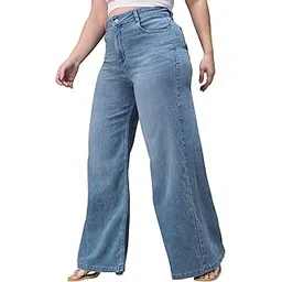 miss chase a+ Women's Wide Leg High Rise Stretchable Denim Jeans-picture-13