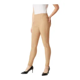 Miss Chase Beige Slim Fit Jeggings-image-2
