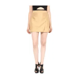 Miss Chase Beige Textured Mini Skirt-image-8