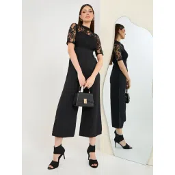 Miss Chase Black Crepe Floral Short Sleeves Jumpsuit-picture-23