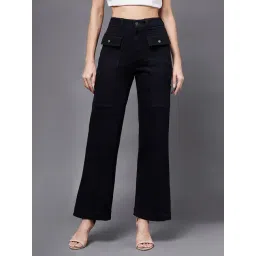 Miss Chase Black Denim Flared Fit High Rise Jeans-picture-11