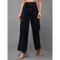 Miss Chase Black Denim Relaxed Fit High Rise Jeans-picture-21