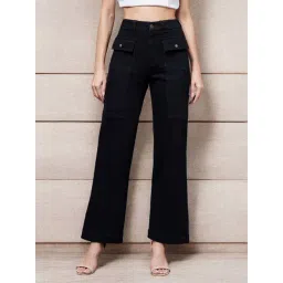 Miss Chase Black Flared High Rise Clean Look Regular Stretchable Denim Jeans-picture-42