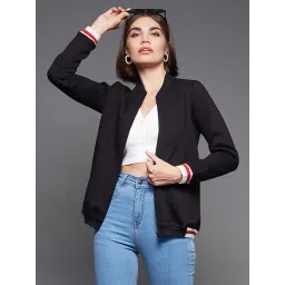 Miss Chase Black Relaxed Fit Bomber Jacket-picture-25