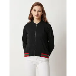 Miss Chase Black Relaxed Fit Bomber Jacket-picture-14