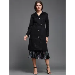 Miss Chase Black Relaxed Fit Longline Coat-picture-17