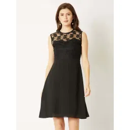 Miss Chase Black Self Pattern Casual Dress-picture-41