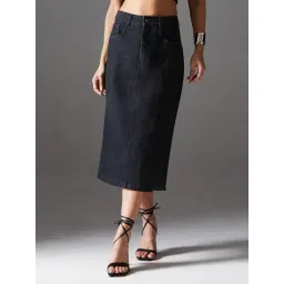 Miss Chase Black Solid Skirt-picture-10
