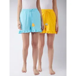 Miss Chase Blue & Yellow Cotton Shorts - Pack Of 2-picture-26