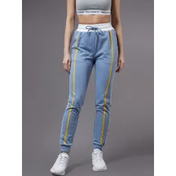 Miss Chase Blue Cotton Striped Joggers-picture-28