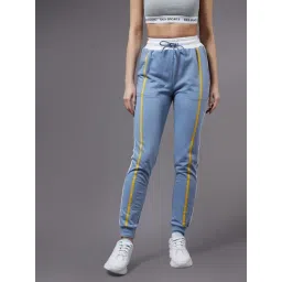 Miss Chase Blue Cotton Striped Joggers-picture-21