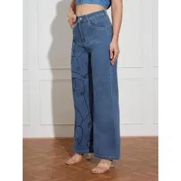 Miss Chase Blue Denim Solid Jeans image 4