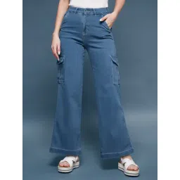 Miss Chase Blue Flared Fit High Rise Stretchable Jeans-picture-28