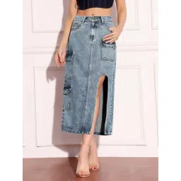 Miss Chase Blue Plain Skirt-picture-28