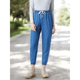 Miss Chase Blue Regular Fit Mid Rise Regular Length Non Stretchable Denim Joggers-picture-32