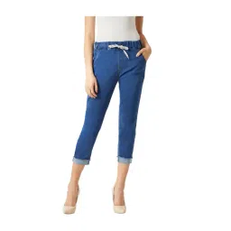 Miss Chase Blue Regular Fit Rinse Washed Joggers-picture-28