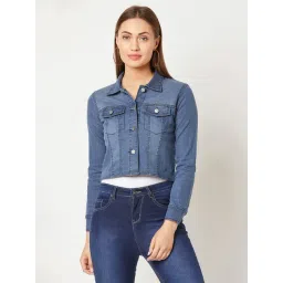 Miss Chase Blue Relaxed Fit Denim Jacket-picture-25