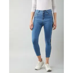 Miss Chase Blue Skinny Fit High Rise Cropped Denim Stretchable Jeans-picture-12