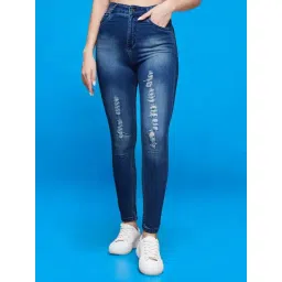 Miss Chase Blue Skinny Fit Mid Rise Mildly Distressed Regular Length Ripped Denim Jeans-picture-46