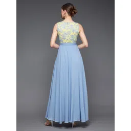 Miss Chase Contrast Lace Boat Neck Sleeveless Georgette Fit and Flare Maxi Dress image 4