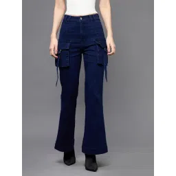 Miss Chase Dark Blue Denim Regular Fit High Rise Bootcut Jeans-picture-28