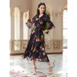 Miss Chase Floral Print Chiffon Fit & Flare Maxi Dress-picture-11