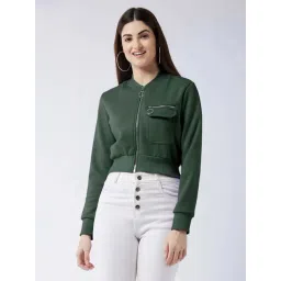 Miss Chase Green Round Neck Full Sleeve Crop Boxy/bomber Polyester Jacket-picture-32