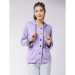 Miss Chase Lavender Relaxed Fit Hooded Jacket-picture-21