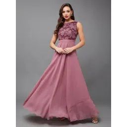 Miss Chase Lavender Self Design Maxi Dress-picture-27