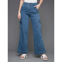 Miss Chase Light Blue Denim Relaxed Fit High Rise Jeans-picture-36