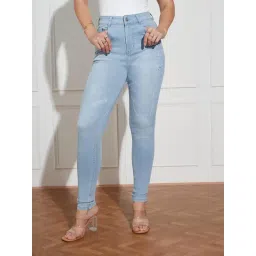 Miss Chase Light Blue Denim Solid Jeans-picture-39