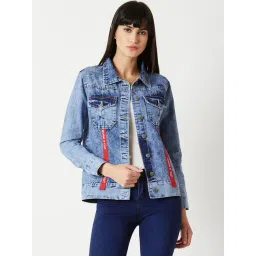 Miss Chase Light Blue Relaxed Fit Jacket-picture-16