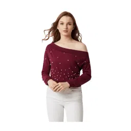 Miss Chase Maroon Embellished Sweatshirt-picture-24