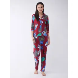 Miss Chase Maroon Printed Shirt With Pyjamas-picture-43